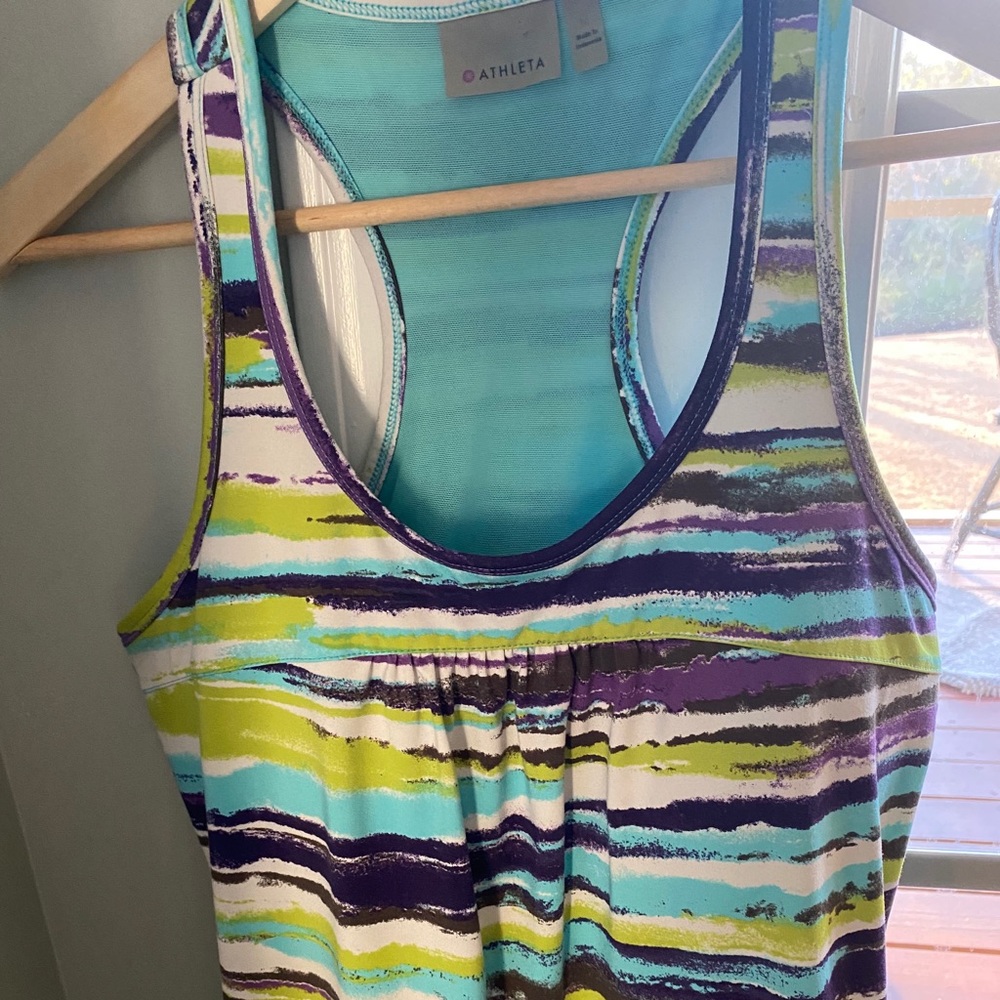 Athleta Women Medium M  Tank Top Racerback Striped